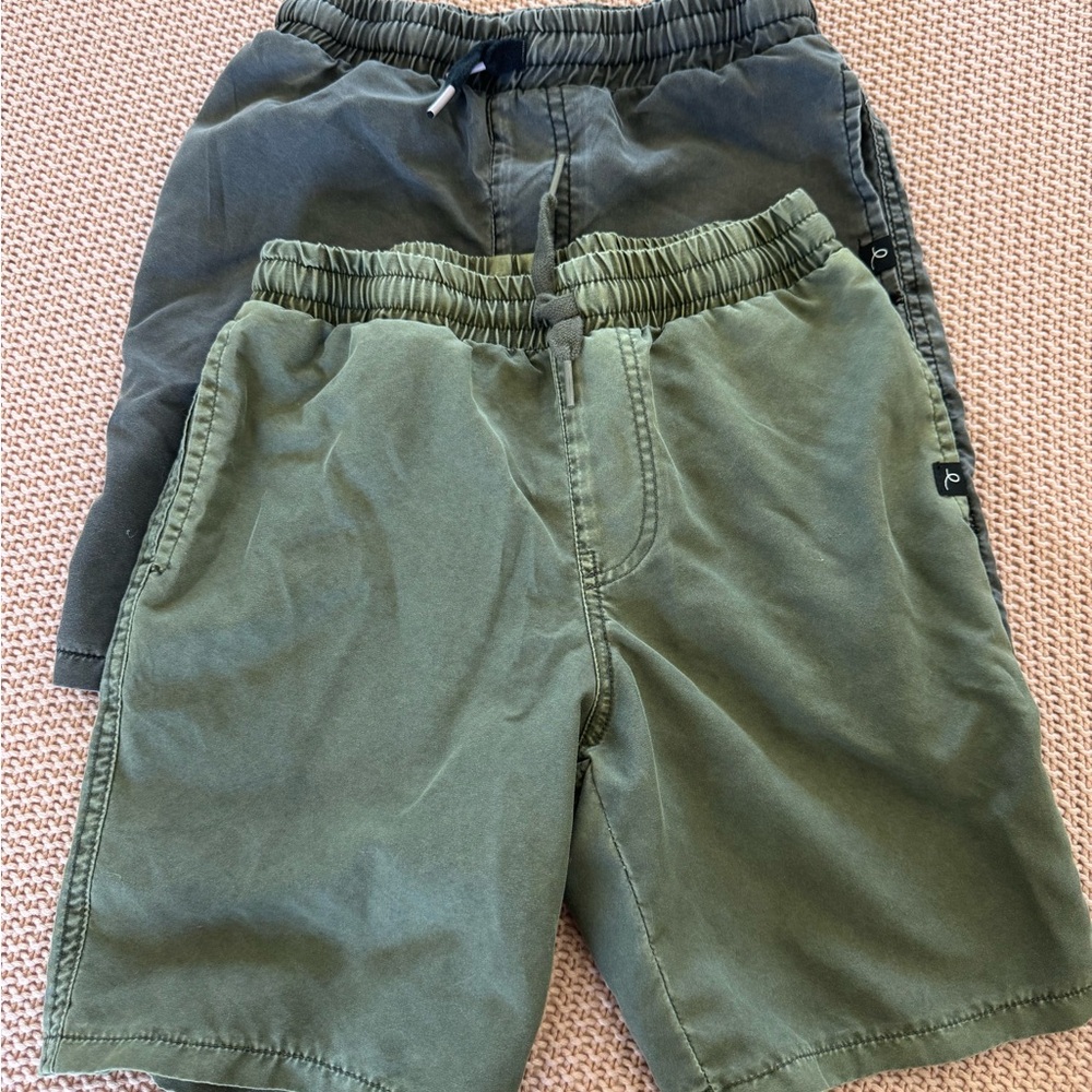 Boys 2 Pairs Lightweight Pull-On Shorts in Gray and Green